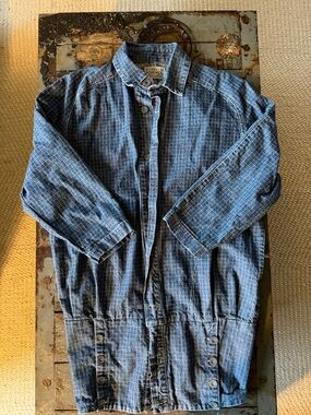 Vintage Forenza Blue Checked Cocoon Jean Jacket with Pink and Yellow Stitch